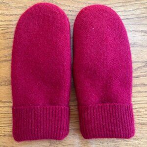Bright Red Felted Cashmere Mittens handcrafted from Repurposed Sweater
